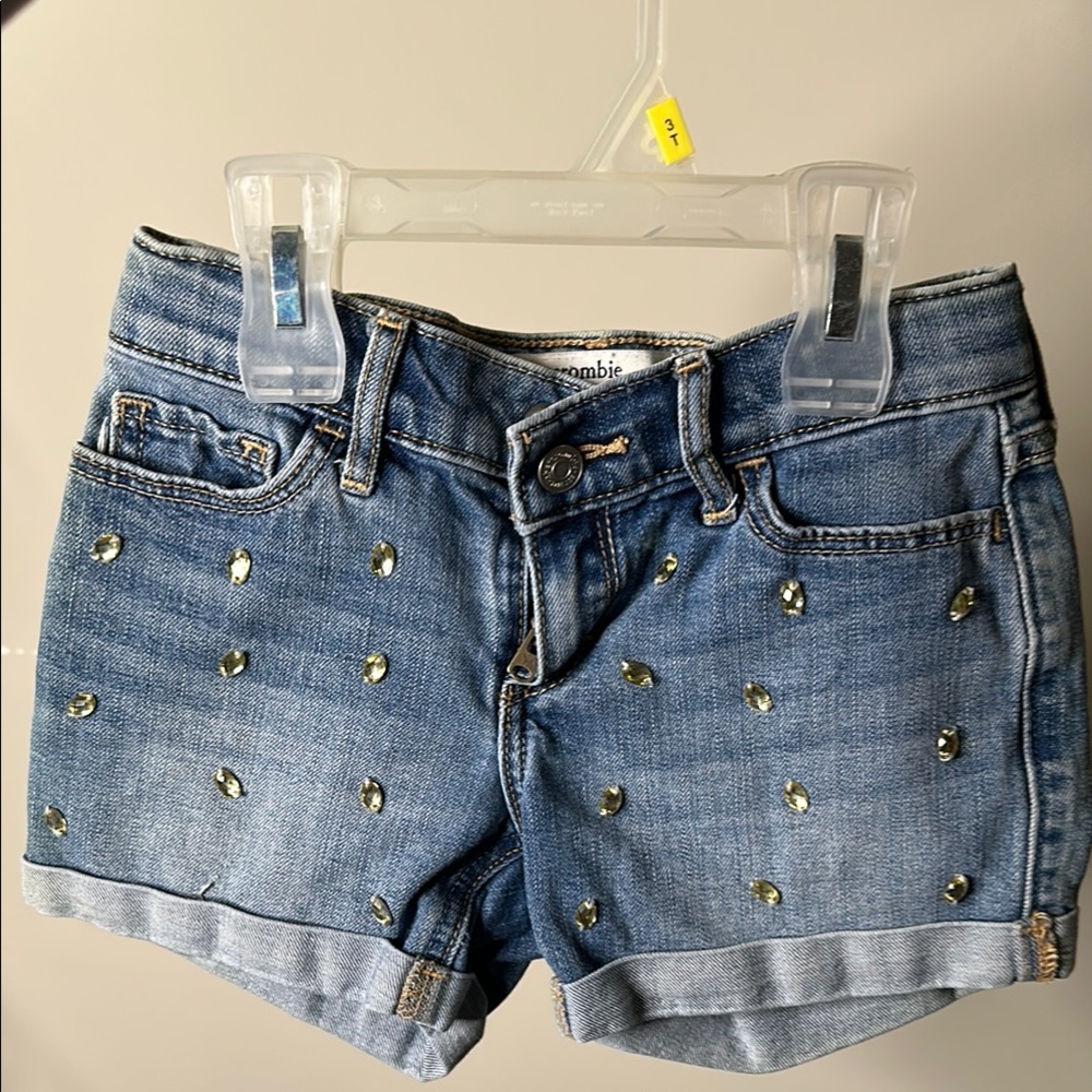 Abercrombie & Fitch Blue and Gold Denim Shorts with Rolled Hem